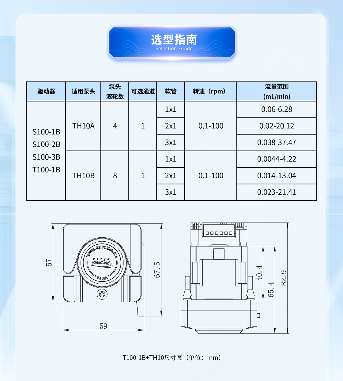 T100-1B+TH10微流量泵參數